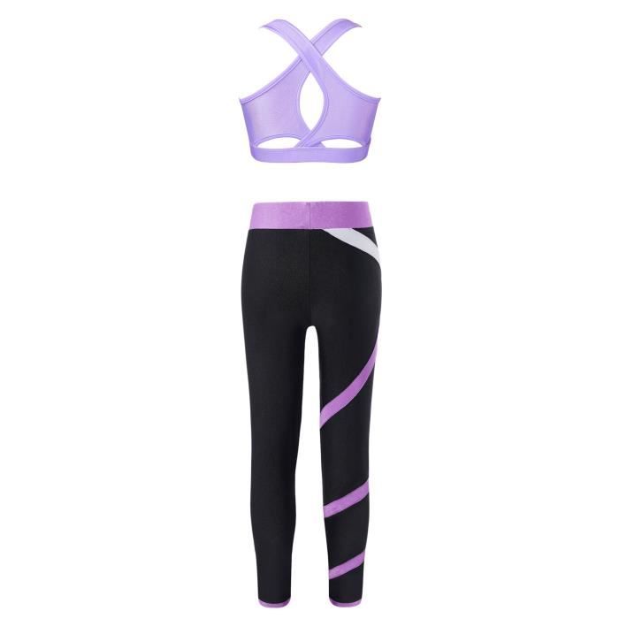 IEFIEL 2 Pcs Ensemble de Vetements Sport Enfant Fille Survetement Tenue Danse Legging Yoga Jogging Fitness Sportswear 5 14 Ans Lavande Cdiscount Sport