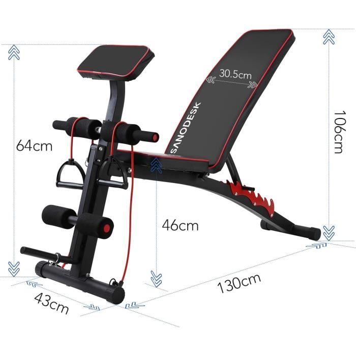 Banc de musculation réglable et pliable de Soozier, noir A91-180