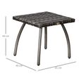 Table basse de jardin style cosy chic OUTSUNNY - carré 45cm - résine tressée imitation rotin gris-2