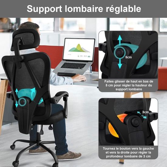 Chaise Gamer Ergonomique Avec Repose-Pieds Et Appui-Tête Réglable - Dossier Haut, Accoudoirs Liés, Inclinable 90°-165°