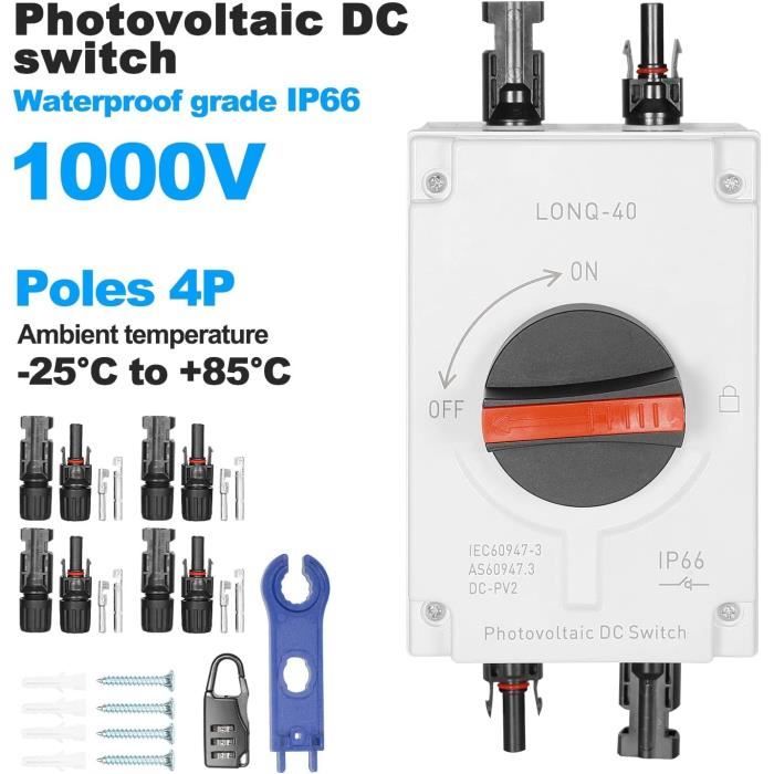Nouvel Interrupteur Photovoltaïque IP66 32A DC1200V – étanche Et Robuste Pour Panneaux Solaires