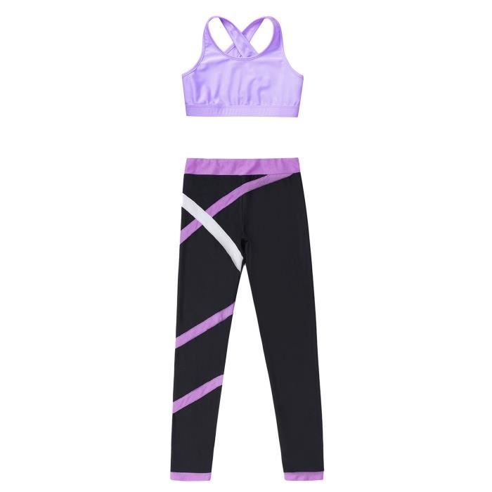IEFIEL 2 Pcs Ensemble de Vetements Sport Enfant Fille Survetement Tenue Danse Legging Yoga Jogging Fitness Sportswear 5 14 Ans Lavande Cdiscount Sport