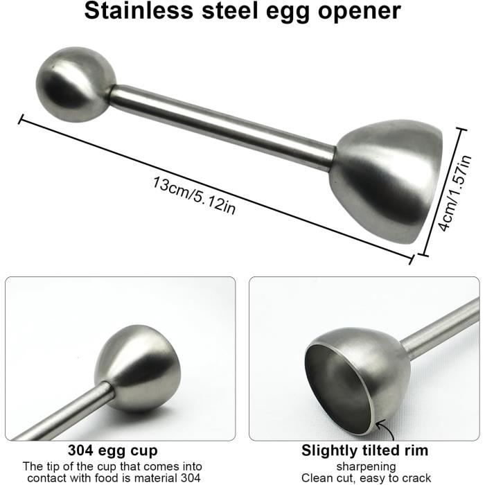 FHISKUNYU Set 2 Coupe-Oeufs Inox + Support Coquille – Outil Acier Inoxydable Pour Œufs Durs/Mous, Pratique Et Durable