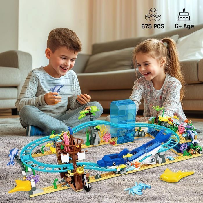 Blumacht – Circuit Flexible 345 Pièces – Voitures Et Engins De Chantier – 7 Véhicules + 2 Voitures – Cadeau 3-6 Ans