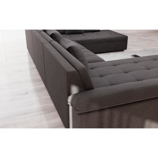 Belmont Canapé D Angle Panoramique Xxl En U En Simili Et Tissu Droit Couleur Gris Achat Vente Canapé Sofa Divan Soldes Cdiscount