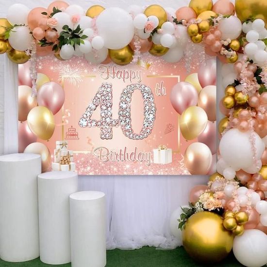 Décorations de 40e Anniversaire pour Femme, Ensemble de Ballons en Or Rose,  Banderole, Nappe, Toile de Fond, pour ixde 40 Ans - AliExpress
