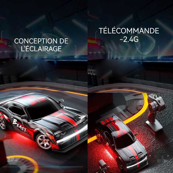 Voiture Télécommandée Tout Terrain 1:16 - 4WD Avec Lumières LED Et Effet Spray - Pour Enfants 6-12 Ans - Cadeau Idéal