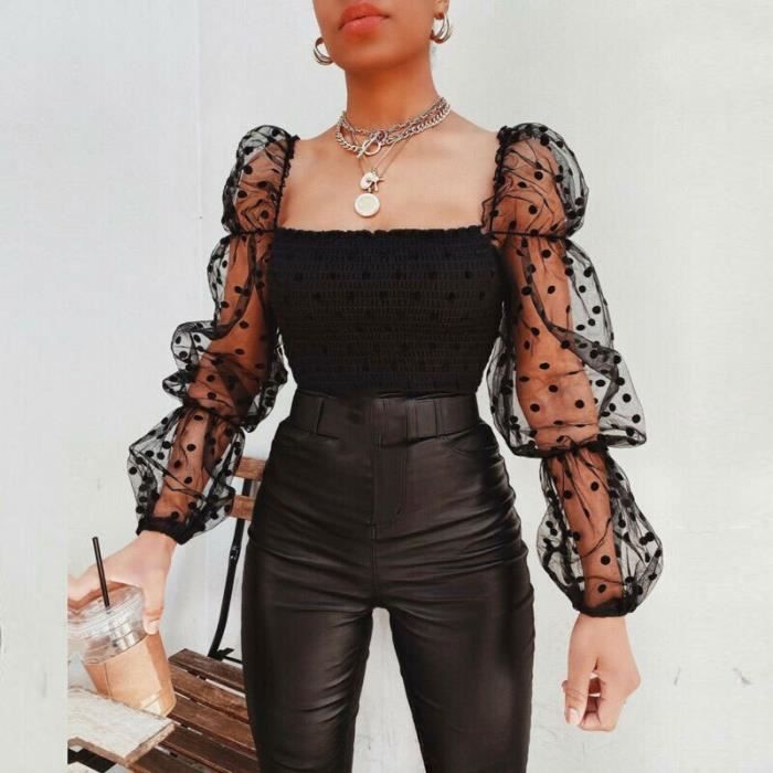 Blouse manche bouffante transparente shop