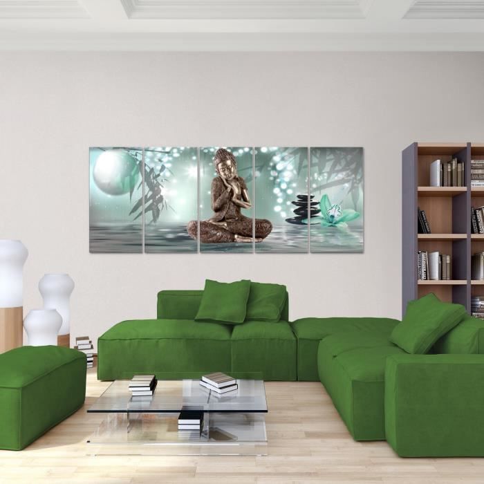 Quadro Tela Non Tessuta Runa Art - Spiaggia Feng Shui Per Soggiorno - Beige E Marrone 50x42 Cm Circa - 4