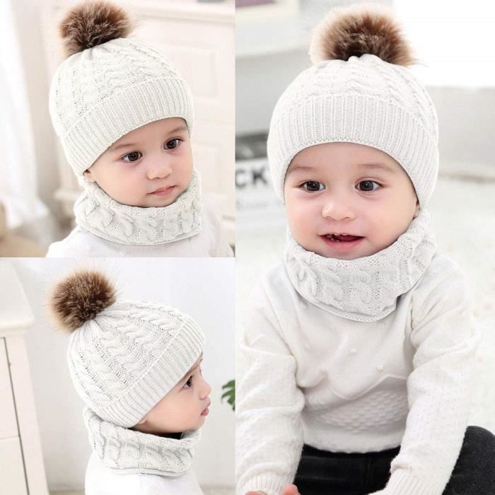 Bonnet Bébé Fille Hiver Pompom Bonnet d'hiver Enfant avec Pompons pour  Garder au Chaud garçons et Filles Bonnets d'hiver - Cdiscount Prêt-à-Porter