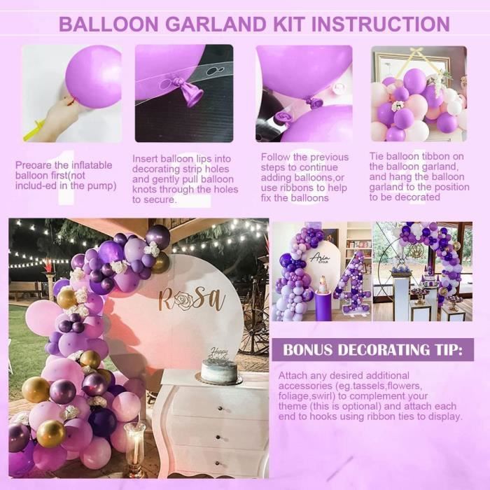 Kit Ballons Violet Blanc 114PCS Guirlande de Ballon Violet et Blanc  Décorations de Fête Anniversaire Mariage Noël Nouvel An - Cdiscount Maison