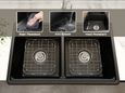 MEJE KS33x20  évier de cuisine de ferme en céramique noire à bord étagé, éviers de cuisine à double cuve 50-50 avec tablier avant-4