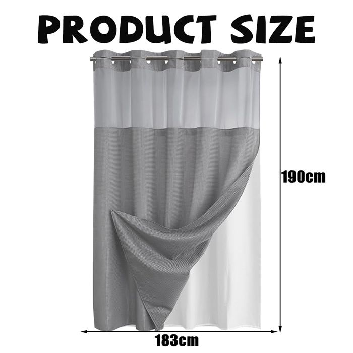 Gistuch Rideau De Douche De 180 X 180 Cm, Tissage Gaufré Avec Doublure En Tissu A Clipser Pas Besoin De Crochets Style Hotel Avec Fenetre Sur Le Dessus En Maille Noir 86355681