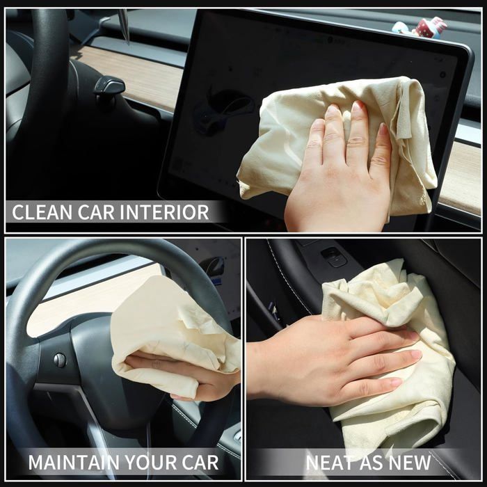 2 Peaux De Chamois Chiffons Secs Ultra Absorbants 60x40 Cm - Nettoyage Voiture Et Vitres