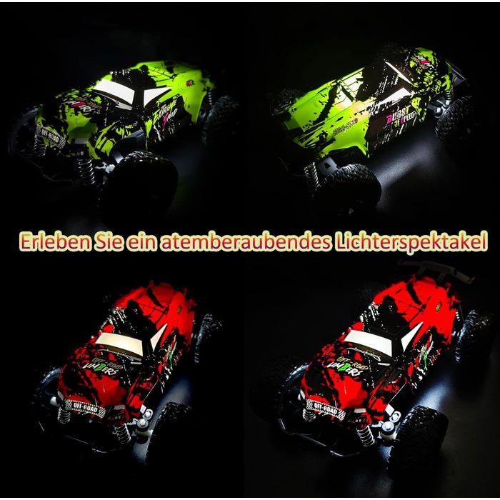 Voiture Télécommandée 1:18 Enfant – LED, 2,4 GHz, Pneus Caoutchouc, Dès 3 Ans – Rouge