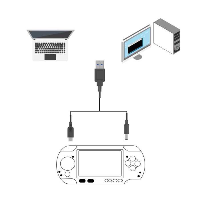 OcioDual Câble de charge et de données pour Sony PSP 1000 2000 3000