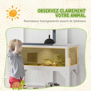 Terrarium Transparent Pour Tortues Et Petits Reptiles - 37x18.9x13 Cm, Avec Espace De Repos Et Bain De Soleil - 1