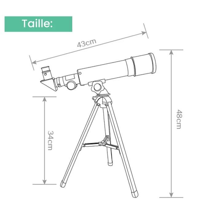 Mijiao Télescope Astronomique pour Enfants, 90X HD Telescope Enfant Astronomique 360-50mm