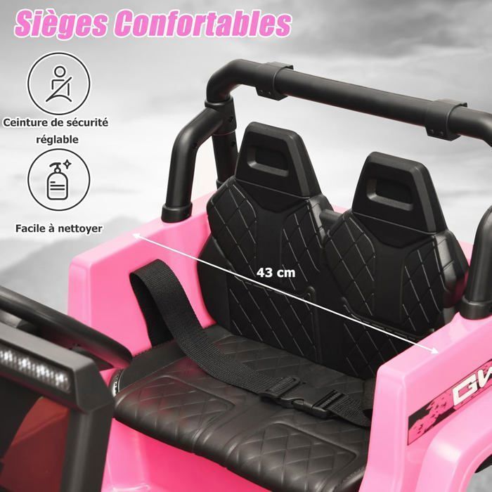 24V Voiture Électrique Enfants 2 Places 2,4G & Pelle, 3 Vitesses(3,9/4,8/5,9km/h) pour 3-8 Ans