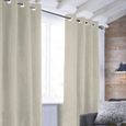 SUEDEN - Rideau en suédine parfait pour habiller vos fenêtres 100% Polyester - 140 x 250 cm - Beige clair-0