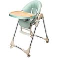 Chaise haute bébé évolutive reglable pliable multifonction confort avec roues - vert-0