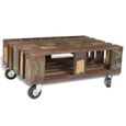 Magnifique Table Basse Ancienne Vintage Avec 4 Roulettes Achat