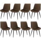 WAFTING Lot de 8 Chaises de Salle à Manger avec Assise et Dossier Tapissés en Velours, Pieds en Métal Robustes,Marron