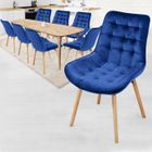Chaise de Salle à Manger en Velours - MIADOMODO - Lot de 8, Pieds en Hêtre, Style Rétro - Bleu