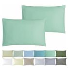 PTIT BASILE Lot x2 Taies d'oreiller 40x60 cm - 100% Coton Bio - Turquoise - Tissu 57 fils/cm2 sans substances nocives - Bébé Enfant