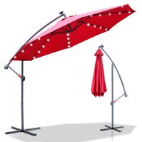 Lospitch Parasol - parasol jardin, parasol, parasol de balcon - 350 cm Rouge mit LED PARASOL