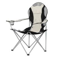Chaise de camping pliante portable avec porte-gobelet et sac de rangement, 105x58x58cm Noir et Gris