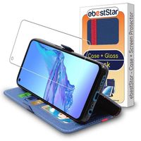 ebestStar ® pour Oppo A53S, A53 - Etui Portefeuille PU Cuir + Film protection écran en VERRE Trempé, Bleu Foncé - Rouge
