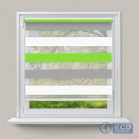 ECD Germany Store enrouleur double 85 x 150 cm - Vert-Gris-Blanc - Klemmfix - sans perçage - avec supports
