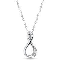 Miore Bijoux pour Femmes Collier avec Pendentif symbole Infini avec 2 Diamants 0.05 Ct Chaîne en Or Blanc 9 Carats / 375 Or,longu
