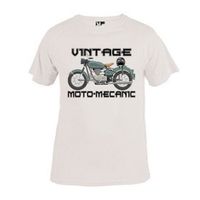 T-shirt blanc enfant "VINTAGE MOTO MECANIC" | Tee shirt bambinos style moto ancienne - taille de 3 à 12 ans