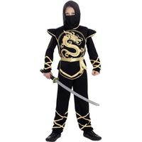 Déguisement Ninja Noir et Or pour enfant - DisfraZZes - Modèle pour Garçon - Polyester - Intérieur