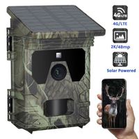 Caméra de chasse extérieur solaire 48MP, APP contrôlé sans fil HD Night Vision charge prise en charge jeu de piège de la faune Cam