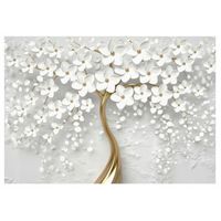 Papier Peint Intissé Panoramique 3D Fleurs Magnolia 416x254 cm Tapisserie Chambre Salon Photo Non Tissé Muraux Trompe l'oeil