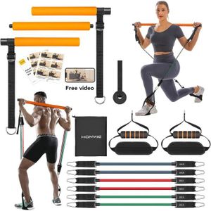 Kit de barre de Pilates portable avec bande de résistance - SURENHAP - Rose  - Fitness - Débutant
