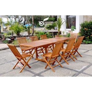 Ensemble table et chaise de jardin Salon de jardin - 8 personnes - LUBOK - Concept Us
