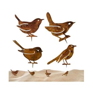 PIQUET - POTEAU Piquet d'arbre à oiseaux en métal, figurines d'ois