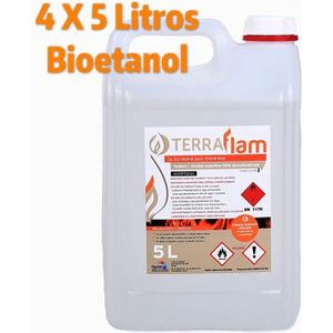 ETHANOL Terraflam Lot de 4 bidons de bioétanol 5L pour lam