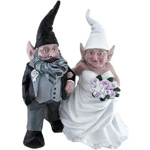STATUE - STATUETTE   Couple de Mariage GNOME Statue Jardin Petit Nain F