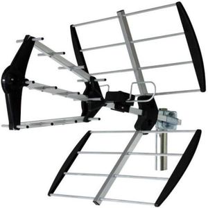 Antenne d'extérieur Trinappe UHF 4K HD amplifiée 55 dB - Filtre 4G, Pré