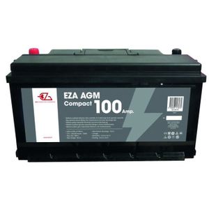 BATTERIE VÉHICULE EZA Batterie Auxiliaire AGM 100Ah Compact Etanche et Sans Entretien Camping-Car Noir