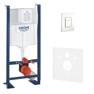 WC - TOILETTES Grohe Pack WC Bâti autoportant Rapid SL avec Plaque Skate Cosmopolitan blanche et Set d'isolation phonique (39145000-4)