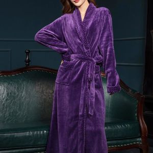 Peignoir Femme Winter Plaid Plus Taille Long Flannel Peignoir 40-130Kg Warm  Bath Robe Cozy Kimono Robes Robe De Chambre Dames N,726 - Cdiscount Maison