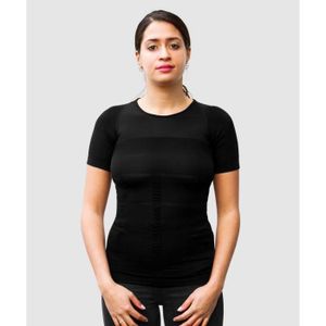 T-SHIRT DE COMPRESSION T-shirt Correcteur de Posture Femme - Smart-Shirt® - Noir - Manches Courtes - Compression