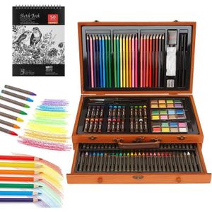 CRAYON DE COULEUR AGPTEK Coffret de Crayons de Couleurs 141 Pièces, Boîtier Luxueux avec des Crayons Couleurs Aquarelles372