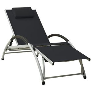 CHAISE LONGUE Chaise longue avec oreiller Textilène Noir 310529